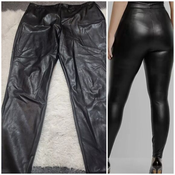 Express Faux Leather Stretch Black Pull On Leggings Pants Size XL - Picture 1 of 7